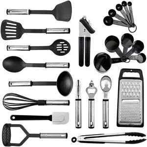 Utensílios de cozinha de nylon, 24 peças de resistência ao calor, acessórios de cozinha, panelas antiaderentes