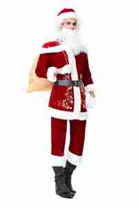 2025 Lady Women <strong>Men</strong> Couple Christmas Red <strong>Santa</strong> Claus Velvet Costume Outfit Fancy Dress Costume - Product Image 6