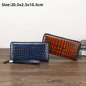 Pochette vintage artisanale pour homme avec motif ventre de crocodile, porte-cartes multiples, portefeuille long - Product Image 1