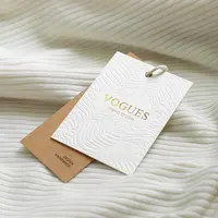 Amostra de logotipo personalizado de nome personalizado, folha de papel de impressão de semente reciclado para pendurar etiquetas de luxo texturizadas para roupas