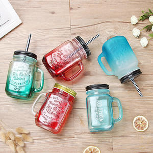 Vaso con asa degradada, botella personalizada para zumo de frutas y bebidas con tapa, vaso creativo para agua de limón con pajita, vaso con diseño de gallo - Product Image 5