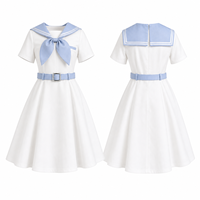 Robe BJD personnalisée à col marin, tenue de poupée marin mignonne, vêtements de poupée blancs et bleus, costume BJD décontracté personnalisé, robe de poupée à manches courtes