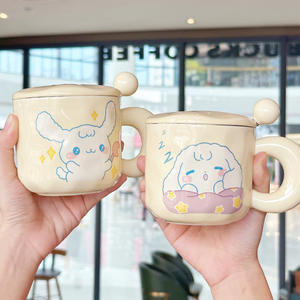 Cute Cartoon Ceramic <b>Mug</b> With Lid And Spoon For Girls Breakfast Office Drinkware Gift Set - Product Image 4