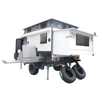 Pour Mini caravane de voyage hybride moderne tout-terrain légère de 13 pieds avec toit relevable, essieu simple et frein électrique pour le camping