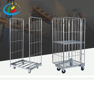 <span class=keywords><strong>Carro</strong></span> de malla metálica plegable de acero galvanizado de alta resistencia con ruedas para logística de almacén - Product Image 2