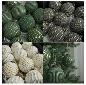 Ornements suspendus de ferme <span class=keywords><strong>vintage</strong></span> Boule de Noël Décor d'arbre de Noël rustique 12 pièces Ornements de boule de Noël - Product Image 4