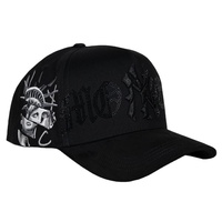 Nuevas Gorras Originales Rico con Logotipo Bordado en 3D, Visera Curva Desgastada, Color Negro Total, Cristal 31, Gorras Barbas
