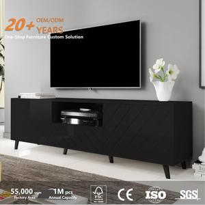 Meuble <span class=keywords><strong>TV</strong></span> LED noir et blanc pour e-commerce transfrontalier, design simple, finition brillante, luxe discret, minimaliste, multifonction USB pour salon - Product Image 2
