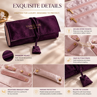 Organisateur de voyage en velours de luxe pour bijoux avec poches zippées, porte-colliers, logo personnalisé, rangement de bijoux et emballage cadeau
