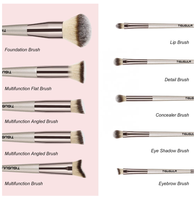 10 pièces champagne pinceau de maquillage or pas cher achat logo personnalisé marque privée vegan fourrure bois pinceaux de maquillage avec étui de poche