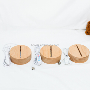 Lampes rondes Bases en <span class=keywords><strong>hêtre</strong></span> Lampe de base d'éclairage 3D Décoration intérieure Lumière Longue bande Supports de veilleuses Bases de commutateur USB Chambre à coucher USB - Product Image 4