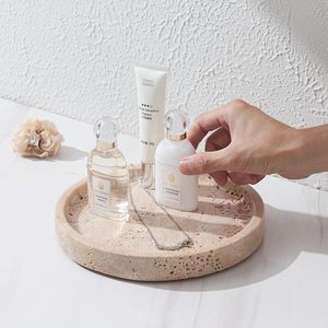 Union Stone UR0196 Beige Marble Vanity Serving <b>Tray</b> Set Oval Shape Polished Finish Deluxe Grade Home Decor - Product Image 3