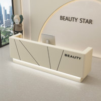 Bureau d'accueil en cuir Arc pour salon de beauté, usage commercial, design minimaliste moderne, multifonctionnel