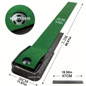 Tapis de putting de <span class=keywords><strong>golf</strong></span> portable de 2,2 m avec système de retour automatique de balle - Tapis d'entraînement extérieur avec herbe réaliste, aide à l'entraînement au <span class=keywords><strong>golf</strong></span> - Product Image 4