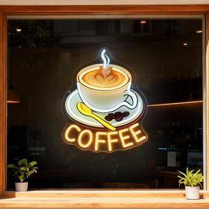 UV silk-screened LED coffee neon indoor hanging ambient light shop <b>sign</b> decorative light entrance indicator luminous <b>sign</b> 5V 12V - Product Image 5