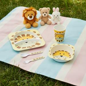 Juego de Vajilla Infantil de 5 Piezas con Diseño de Animales, Estilo Personalizado, Fibra de Bambú, Platos para Niños, Superventas - Product Image 6