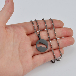 Collares con Colgante Redondo de Kurdistán de la Tienda Anniyo, Joyería Kurda de Acero Inoxidable para Mujer # 237321 - Product Image 3