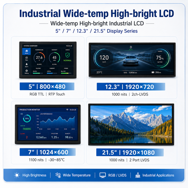 TDO Industrial Wide Temperature LCD Display 5 7'' 12.3'' 21.5 High Brightness 1000 TFT LCD Modules Outdoor ...