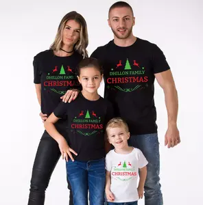 크리스마스 T-셔츠를 위한 둥근 목 크리스마스 가족 Tshirt 크리스마스 디자인 나무 셔츠 가족 셔츠 크리스마스 열전달 디자인