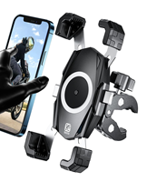 QI 15W Kabelloses Lade-Motorrad-Handyhalterung mit Starker Klemme Wasserdichte Handyhalterung USB-Ladegerät für 4,0-6,9 Zoll Smartphones