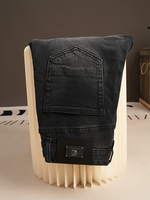 Nouveau jean bleu pour homme, coupe droite élastique, taille brodée, style business, collection automne