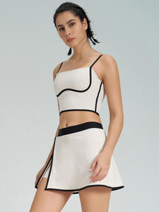 ホット販売クイックドライ伸縮性弾性女性ジムフィットネススポーツウェア2ピースヨガゴルフテニススカートセット - Product Image 2