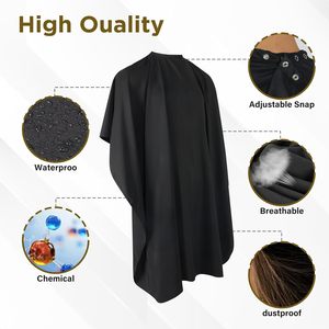 Mantón de peluquería negro con logotipo personalizado al por mayor, capas de peluquero impermeables, capa de corte de pelo de alta calidad para adultos - Product Image 3