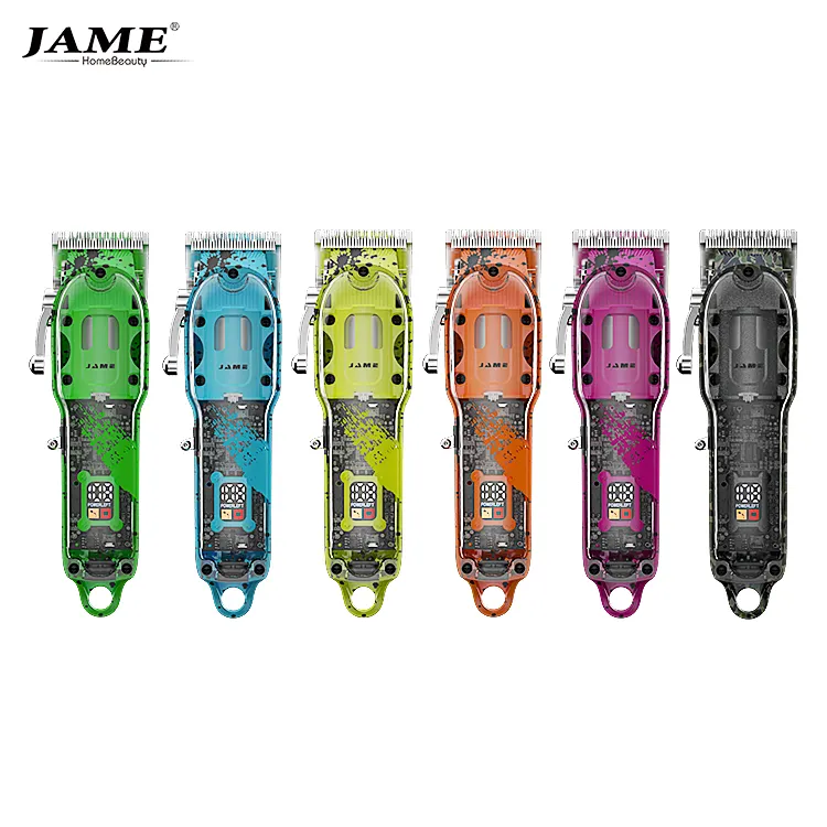 JAME JM-100A Цвет бомба прозрачный проводной или беспроводной набор для стрижки волос, машинка для стрижки бороды и усов; Парикмахеров футболки для мужчин, женщин и детей машинка для стрижки в наборе