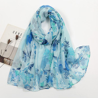 Nouveau Voile Tendance pour Femme, Longue Écharpe Pashmina Imprimée Feuilles, Hijab pour Musulmanes, Idéal Printemps