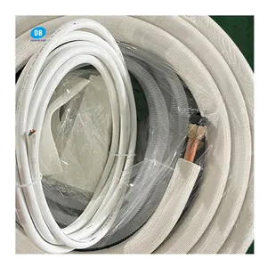 Hot Selling 1/4" 3/8" 5/8" 10m PE Coated Aircon Copper Pipe Insulated Installation Kit For Air Conditioner