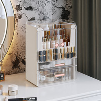 Organisateur de maquillage en plastique PET durable, écologique et luxueux, avec tiroirs, pour rouge à lèvres, pinceaux, soins de la peau, boîte de rangement pour la coiffeuse