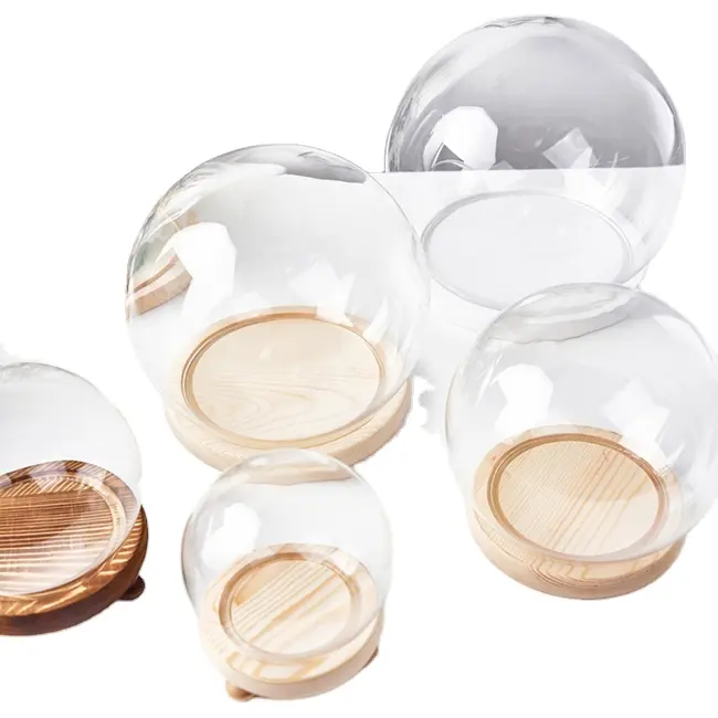 Pote de vidro redondo, campainha de vidro de forma de bola, melhor qualidade, vidro redondo, jarra para conservação e base