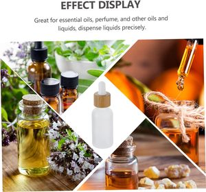 Emballage cosmétique de luxe, flacon compte-gouttes en verre transparent pour sérum visage, huile essentielle pour le corps, avec couvercle en bambou, flacons compte-gouttes pour sérum - Product Image 3