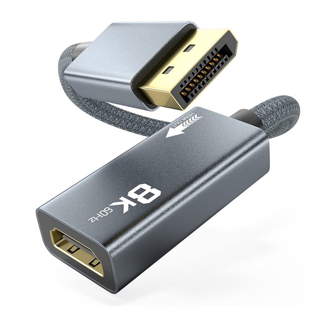 FARSINCE 0.2M DP 1.4 to HDMI 2.1 Adapter Cable, Aluminum Alloy Shell 8K 60Hz 4K UHD Video Converter Cord