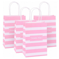Sacs en papier kraft rose avec poignées, petits sacs cadeaux pour le commerce de détail, les fêtes, les mariages, emballage de cadeaux, vente en gros
