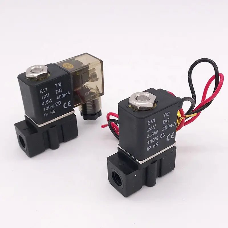 2P025-08/06 NBR 2 way Pneumatic small solenoid valve 1/8" 1/4" NPT AC DC electric plastic valve with wire lead LED light type