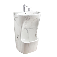 Marbre Wudu Ablution Station Arabie Saoudite Moderne Nouveau Design Moyen-Orient Wc Pied Lavabo Lavabo Une Pièce Autoportant Salle De Bains Lavabo