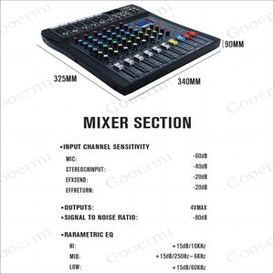 Nouvelle table de mixage audio numérique professionnelle 6 canaux 99 effets avec 2 ports USB et alimentation fantôme 48V, double voix pour le chant - Product Image 4