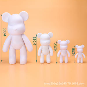 Escultura de figura blanca DIY para pintura de arte fluido, oso <span class=keywords><strong>Bearbrick</strong></span> de superficie esmerilada en blanco fluido - Product Image 3