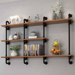 BILIDO rak buku anggur pemasangan dinding, rak pipa besi Retro industri suspensi Diy penyimpanan - Product Image 2