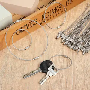 Fabrik preis Großhandel Edelstahl draht Schlüssel bund Kabel Schlüssel ring Mit Kabels eil Schlüssel ring