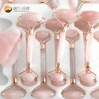 Outil de massage facial en quartz rose et jade Jiwan Lejia pour soins de la peau, outil de massage du visage, rouleau Gua Sha