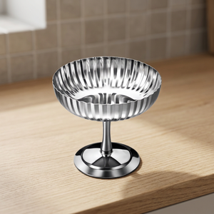 Tazón de Postre con Pedestal de Acero Inoxidable, Recipiente para Helado Plateado con Diseño Acanalado, Tazón Decorativo para Frutas, Plato para Dulces, Tazón para Servir, Centro de Mesa - Product Image 6