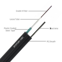 Câble à fibres optiques autoportant en forme de 8 GYTC8S G652D 12 24 48 96 fibres, avec messager en fil d'acier et gaine PE, pour extérieur, aérien, OEM