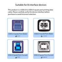 Kabel Data USB 3.0 Port Persegi, Kabel Tekuk Atas Bawah Kiri Kanan, Cocok untuk Koneksi Printer ke Komputer