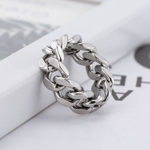 No Tarnish 18k Gold Men <strong>Women</strong> Stainless Steel 8mm Wide Band <strong>Ring</strong> Jewelry Hiphops <strong>Thumb</strong> <strong>Rings</strong> Fashion Cuban Link Chain <strong>Rings</strong> - Product Image 3