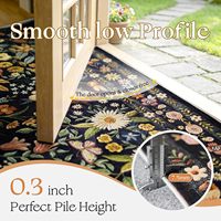 Tapis vintage floral bohème vieilli 6x9 noir lavable antidérapant pour salon, salle à manger, chambre d'enfant, chambre à coucher, décoration intérieure