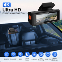 Caméra embarquée intelligente 4K avant et arrière 1080P avec double objectif Wifi GPS, vision nocturne, caméra de voiture