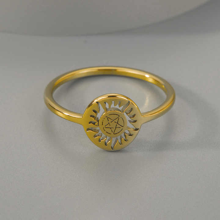 Skyrim Shining Sun Pentagram Rings 