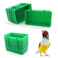 Ensemble de bols carrés en plastique écologiques de haute qualité pour l'alimentation et l'eau des oiseaux, pour canaris, perruches, perroquets, bain et alimentation en extérieur